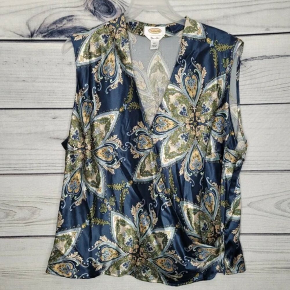Talbots paisley print silk plus size blouse size 20